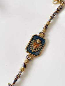 Bracelet Ex voto bleu marine doré