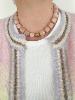 Collier perles rose clair doré