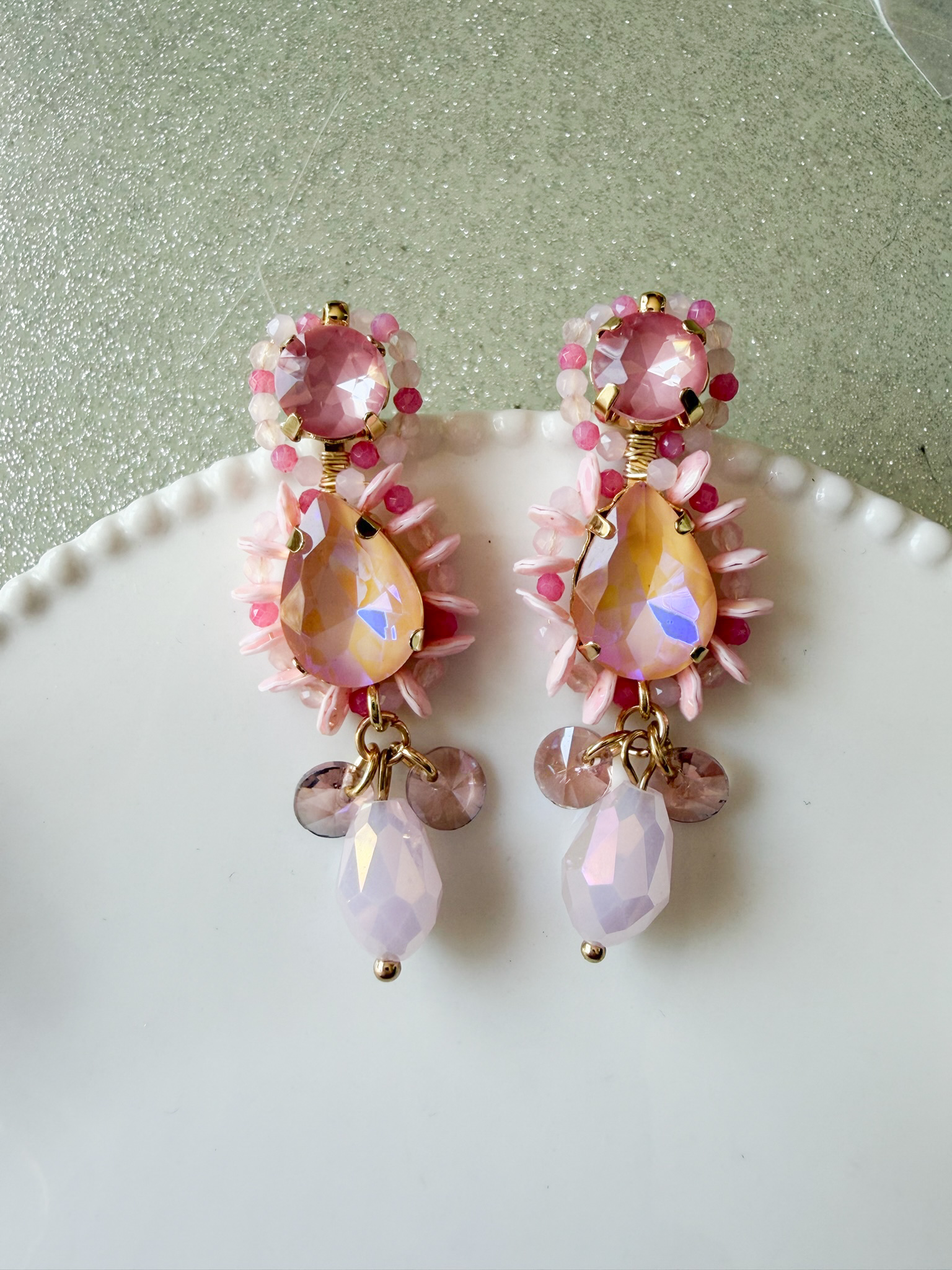 Boucles Sirène rose clair doré