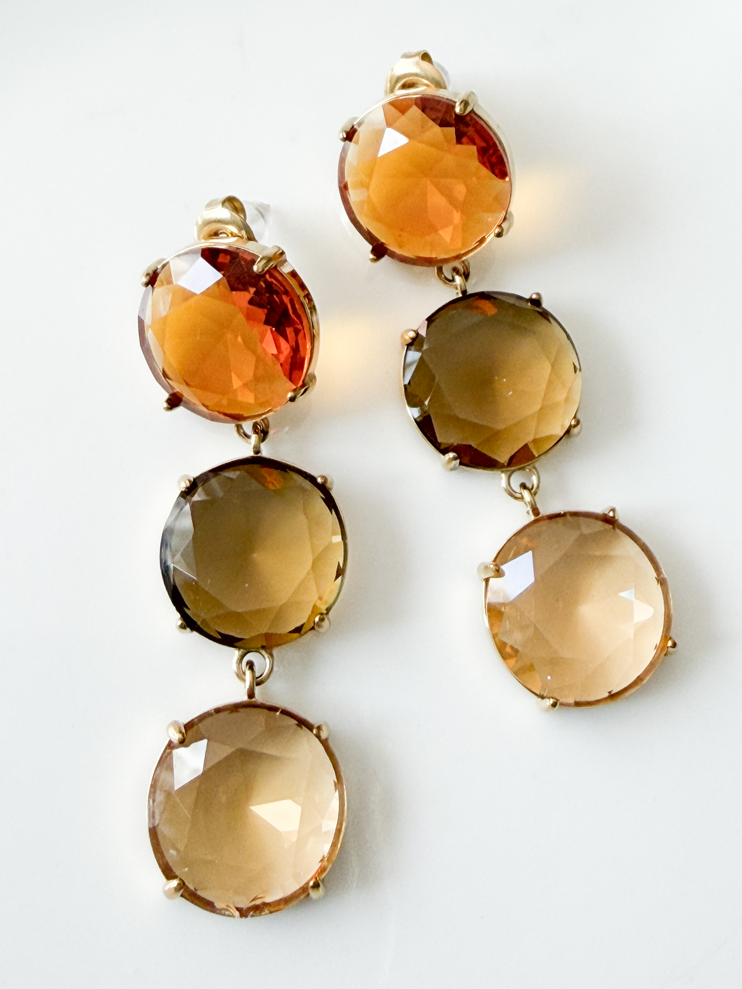 Boucles cristal rondes miel doré