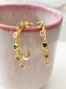 Boucles créoles coeurs strass doré