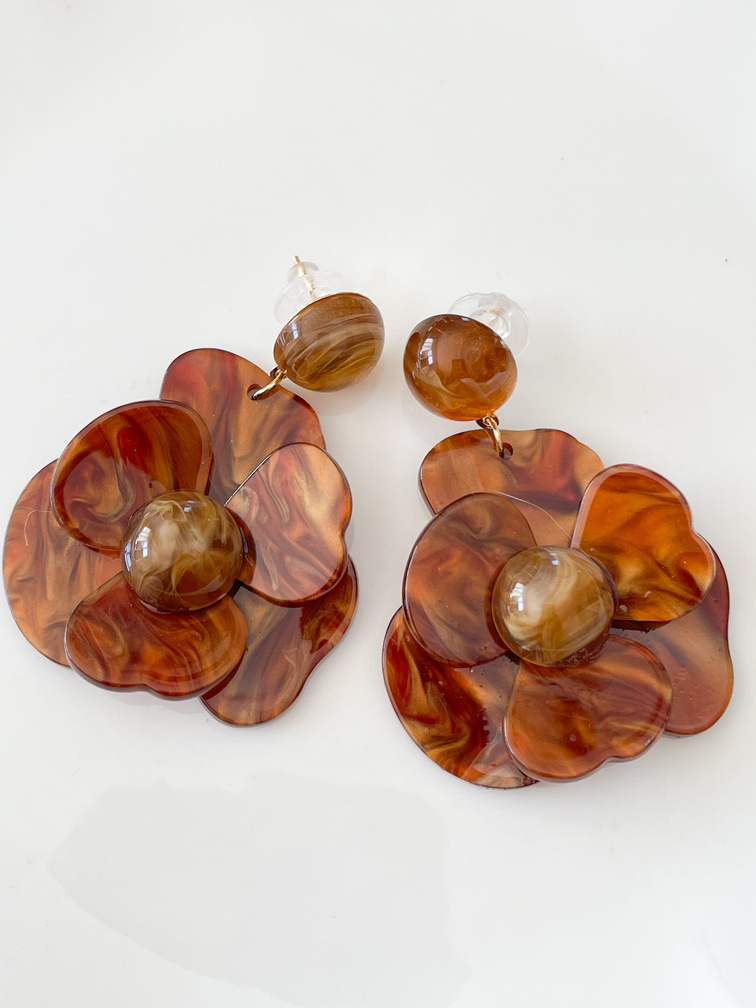 boucles Aimée fleurs marron doré