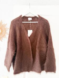 Gilet Kid Mohair marron tout doux