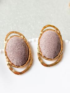 Boucles tissu ovale beige doré