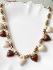 Collier coeur marron beige doré