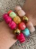 Bracelet perles rose clair doré