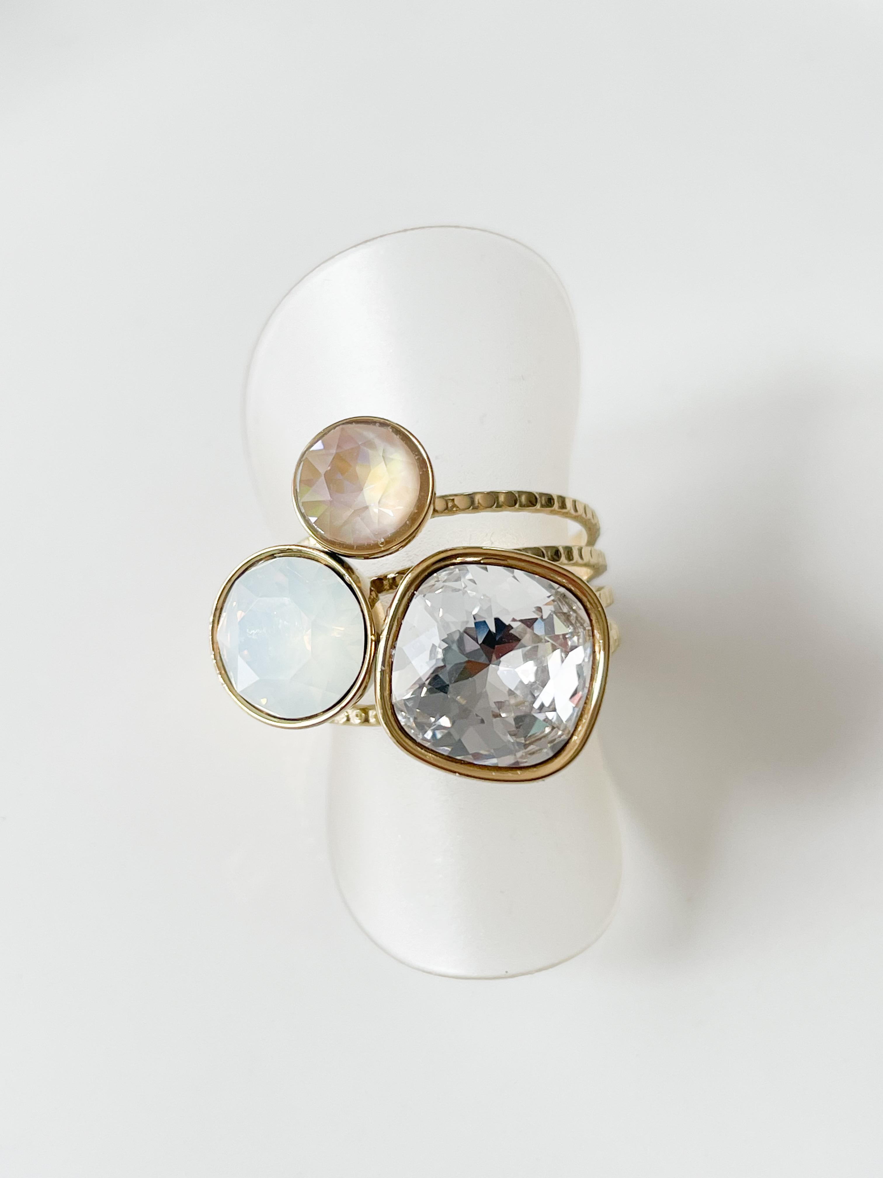 Bague cristal blanc doré