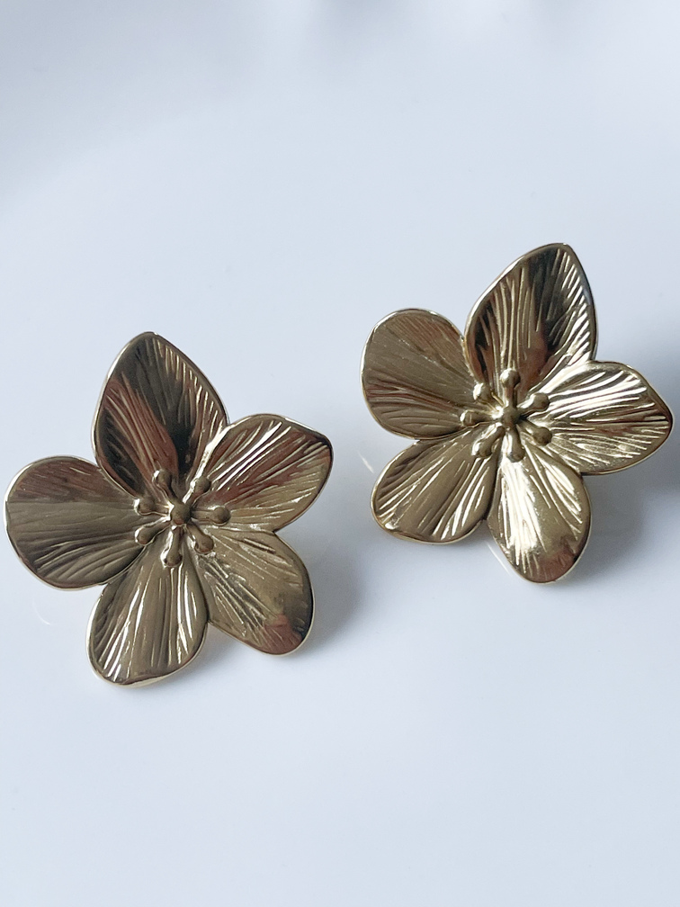 Boucles CLIP fleur doré