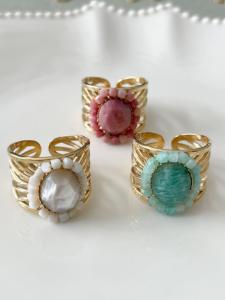 bague bohème bleu doré