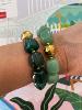 Bracelet perles vert fonçé doré