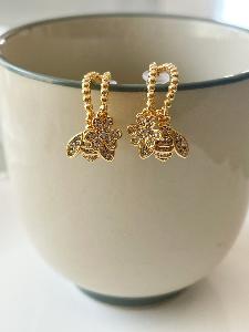 Boucles mini créoles fleur doré