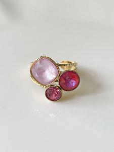 Bague Cristal 3 tons rose doré