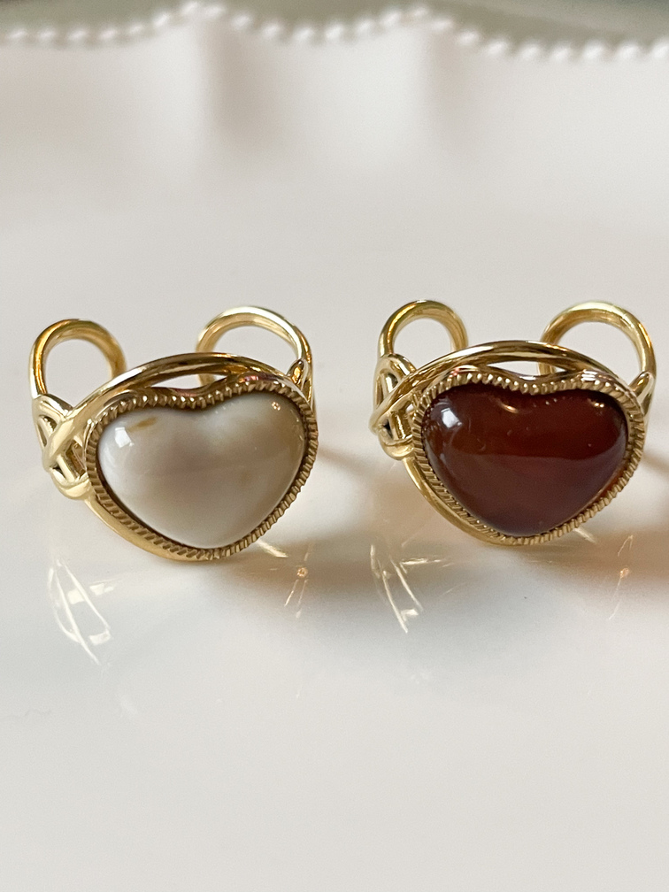 Bague coeur ambre doré