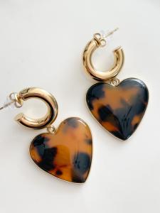 boucles Léa coeur ambre doré