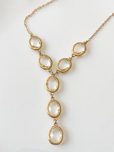Collier cristal blanc Y doré