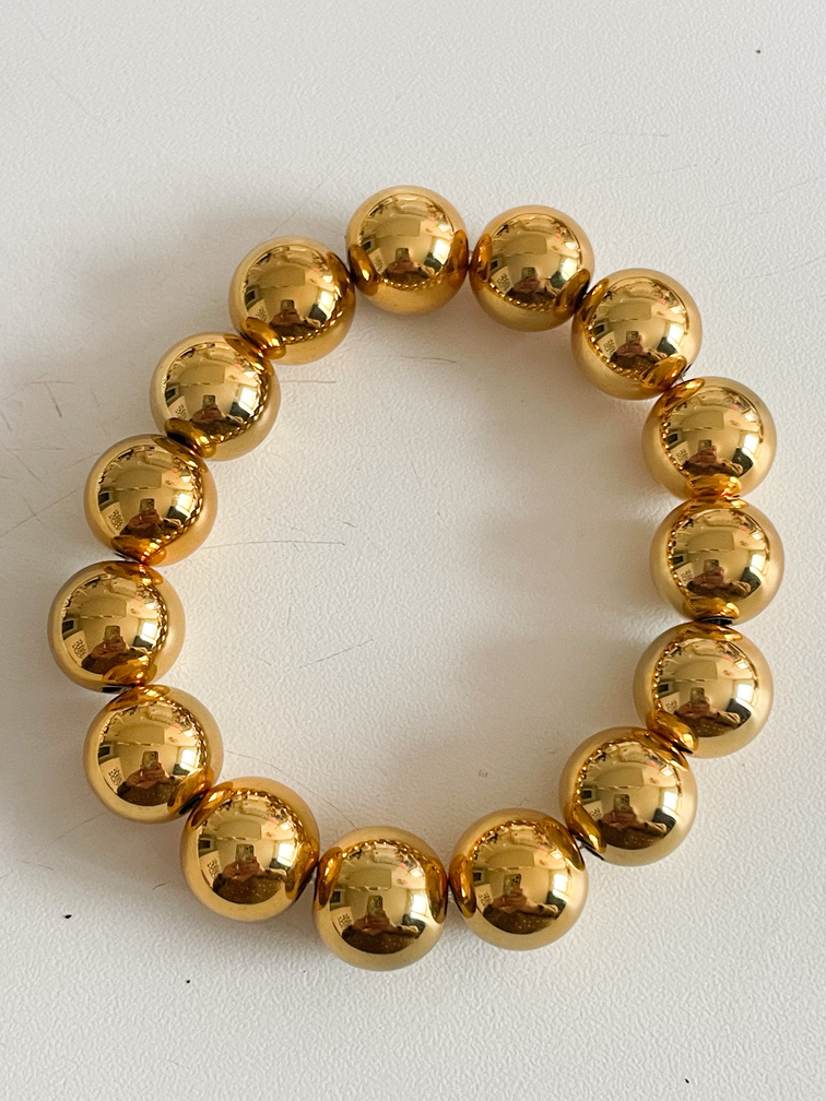 Bracelet perles rondes doré