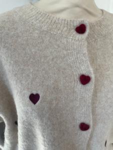 Gilet beige coeur bordeaux taille unique