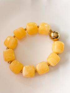 Bracelet perles jaune doré