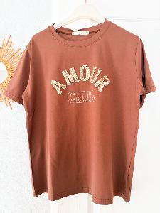T shirt Club Amour marron  paillettes 40 42