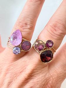 Bague cristal violet doré