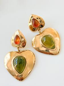 Boucles Louise marron kaki doré