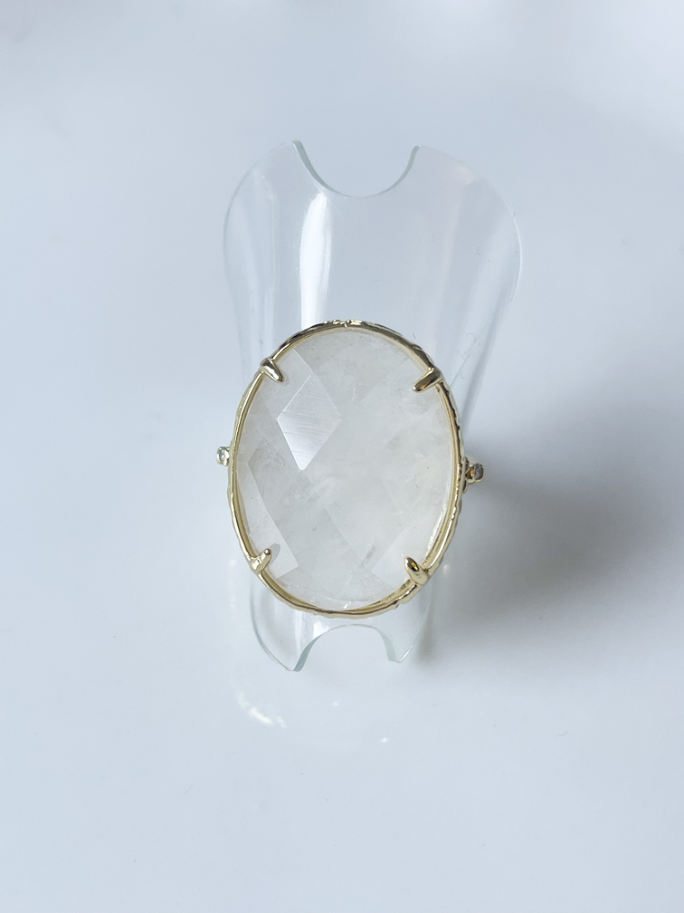 bague pierres Amy Quartz blanc doré