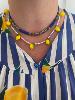 Collier Citrons perles blanches