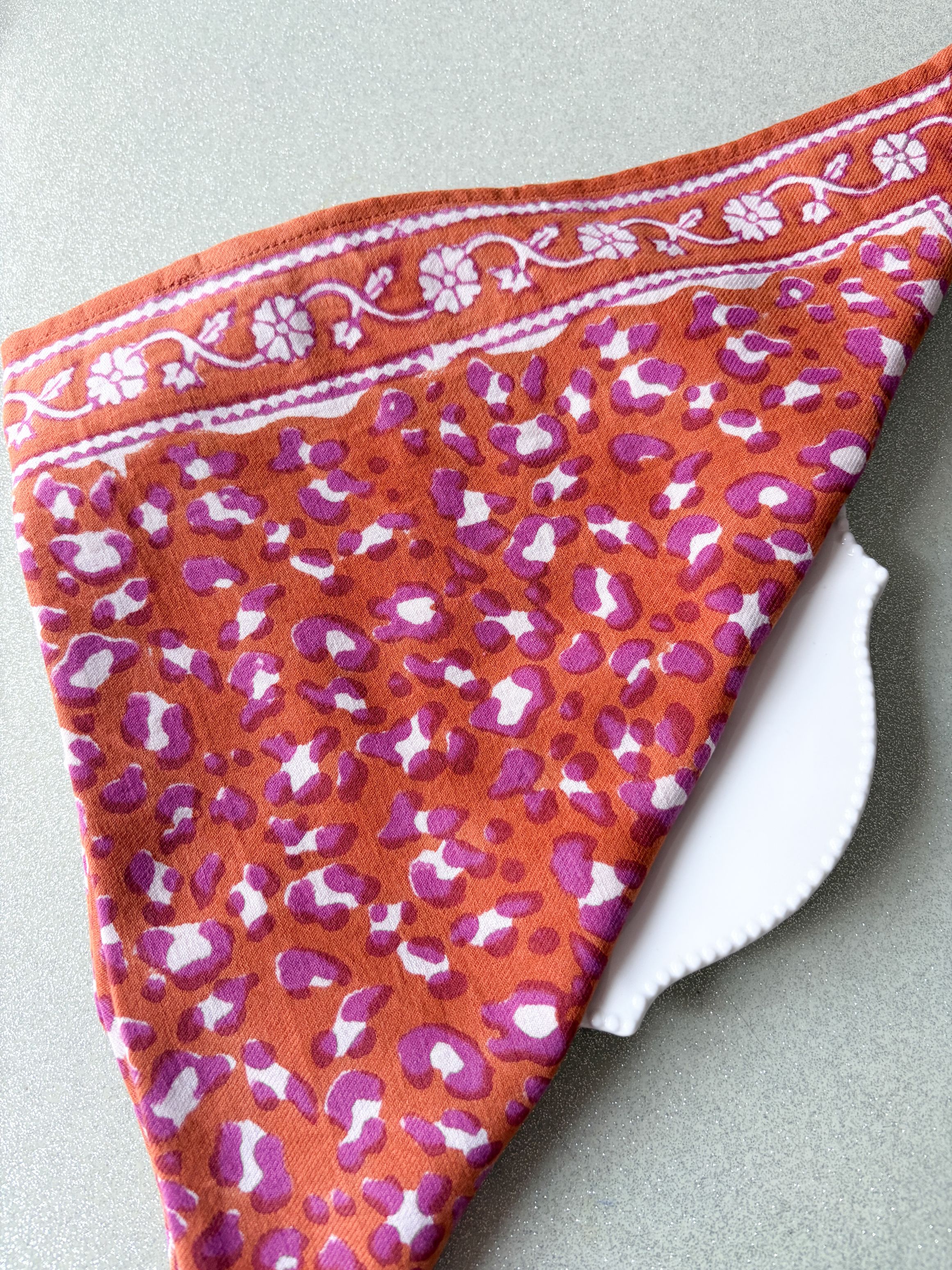 Foulard Bonheur du jour small fleurs brique