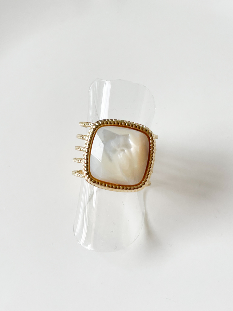 Bague Patou blanc doré réglable