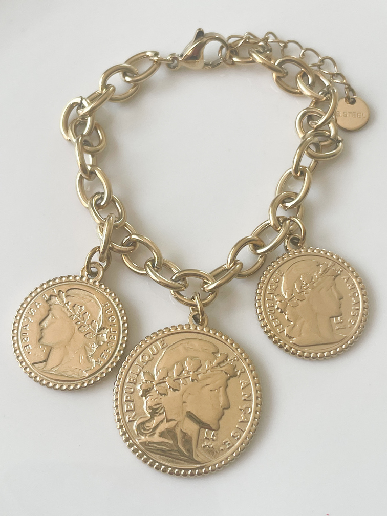 Bracelet Coin breloques doré