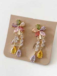 Boucles CLIP fleurs strass doré