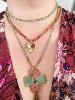 Collier éléphant pierres rose doré