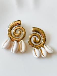 boucles coquillage blanc pampilles doré