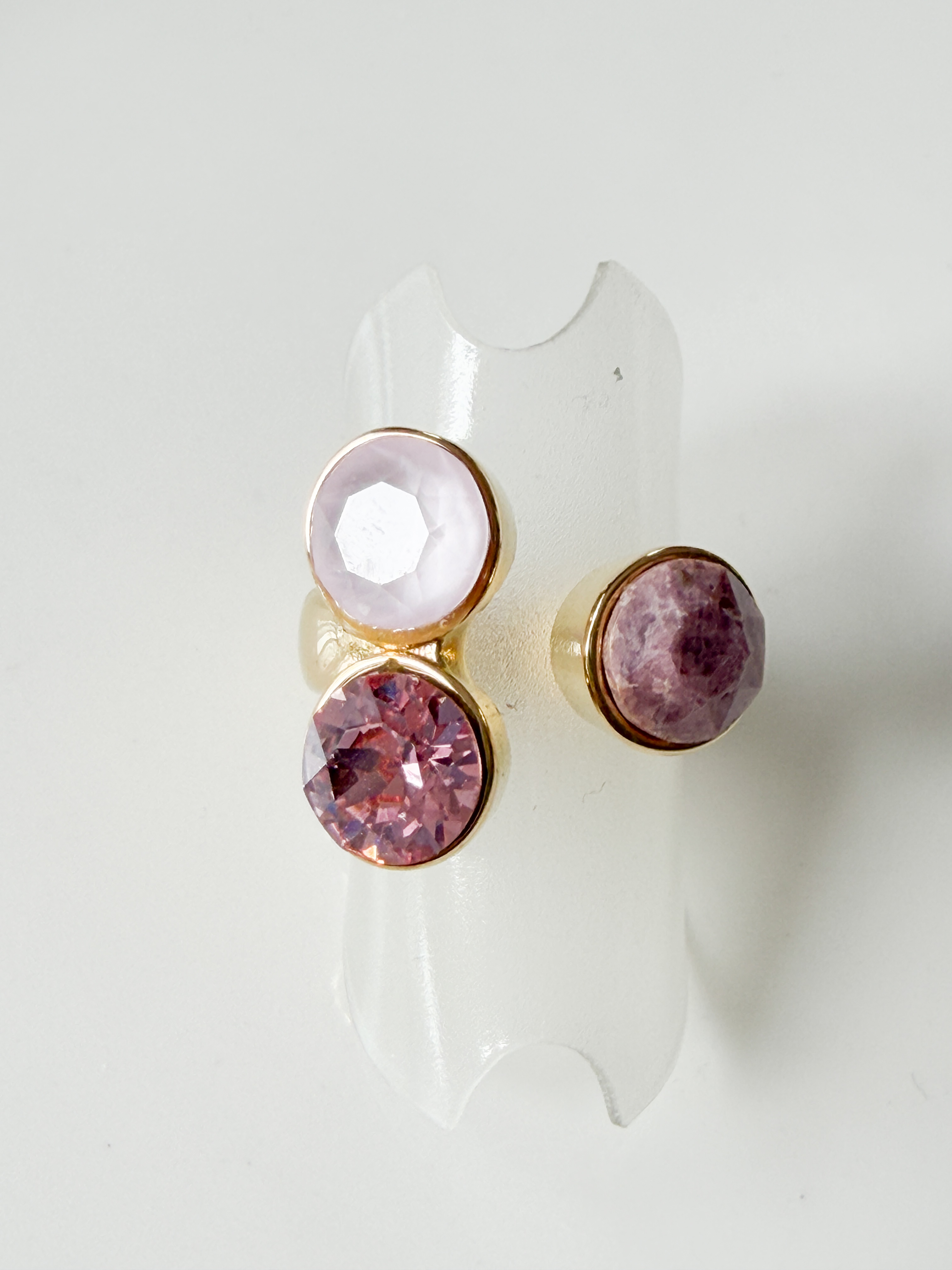 Bague cristal trio rose doré