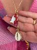 collier sautoir corail doré