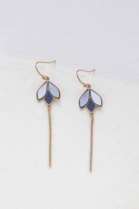 boucles Tulip long bleu doré de Shlomit Ofir