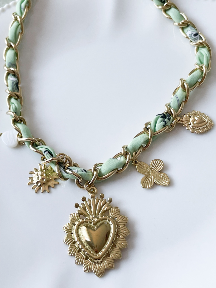 collier Viviane vert doré