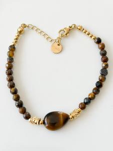 Bracelet pierres Abba marron doré