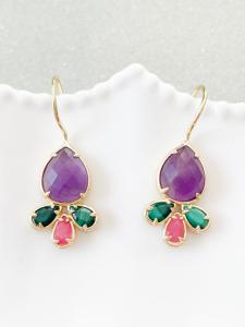 Boucles pierres Anita violet doré