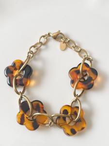 Bracelet Jenna fleurs marron doré