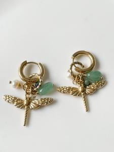 Boucles breloques libelulle doré