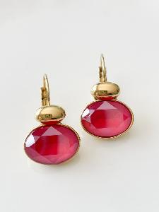 Boucles cristal rouge doré du live