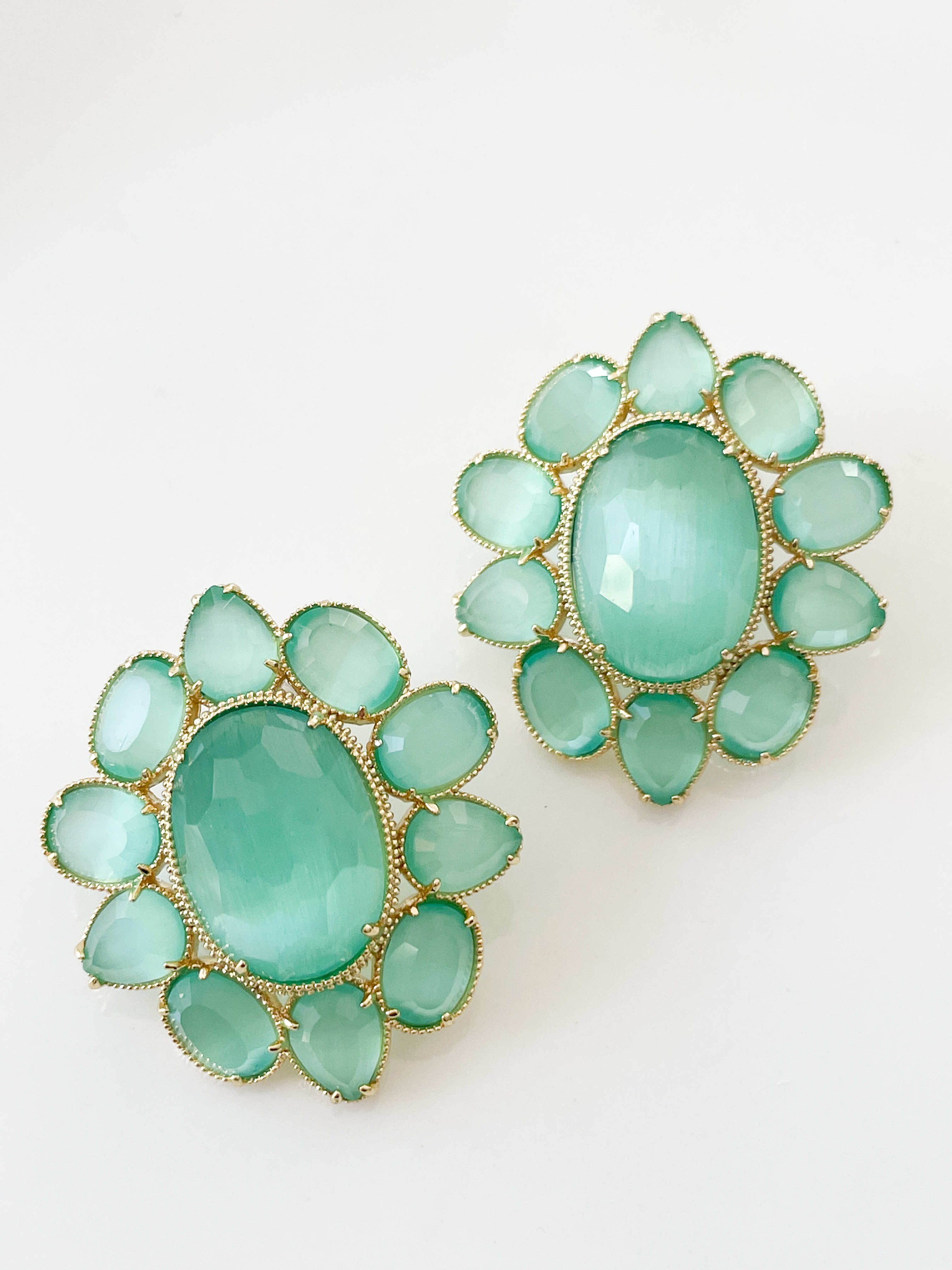 Boucles pierres Rita turquoise doré