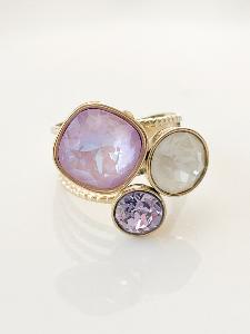 Bague cristal parme doré