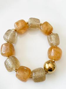 Bracelet perles paillettes doré