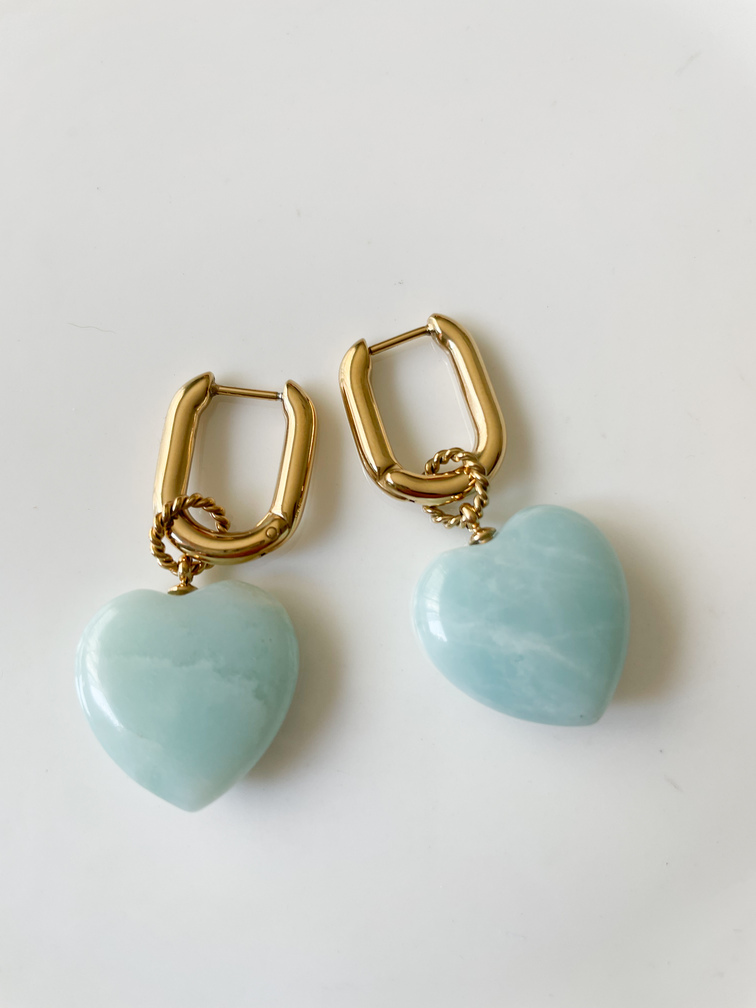 Boucles Coeur bleu doré