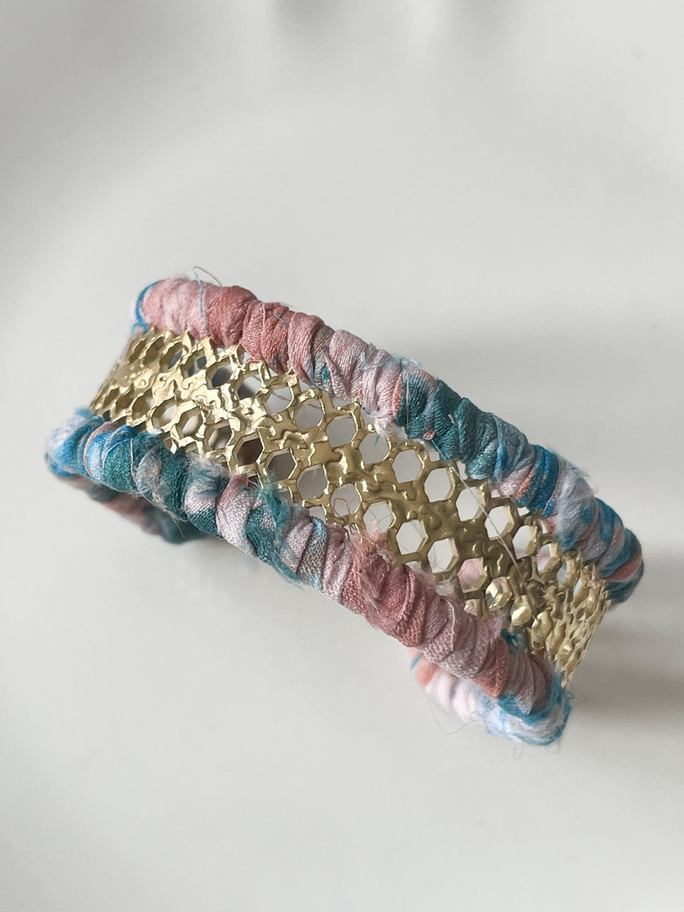Bracelet Jenna rose bleu doré