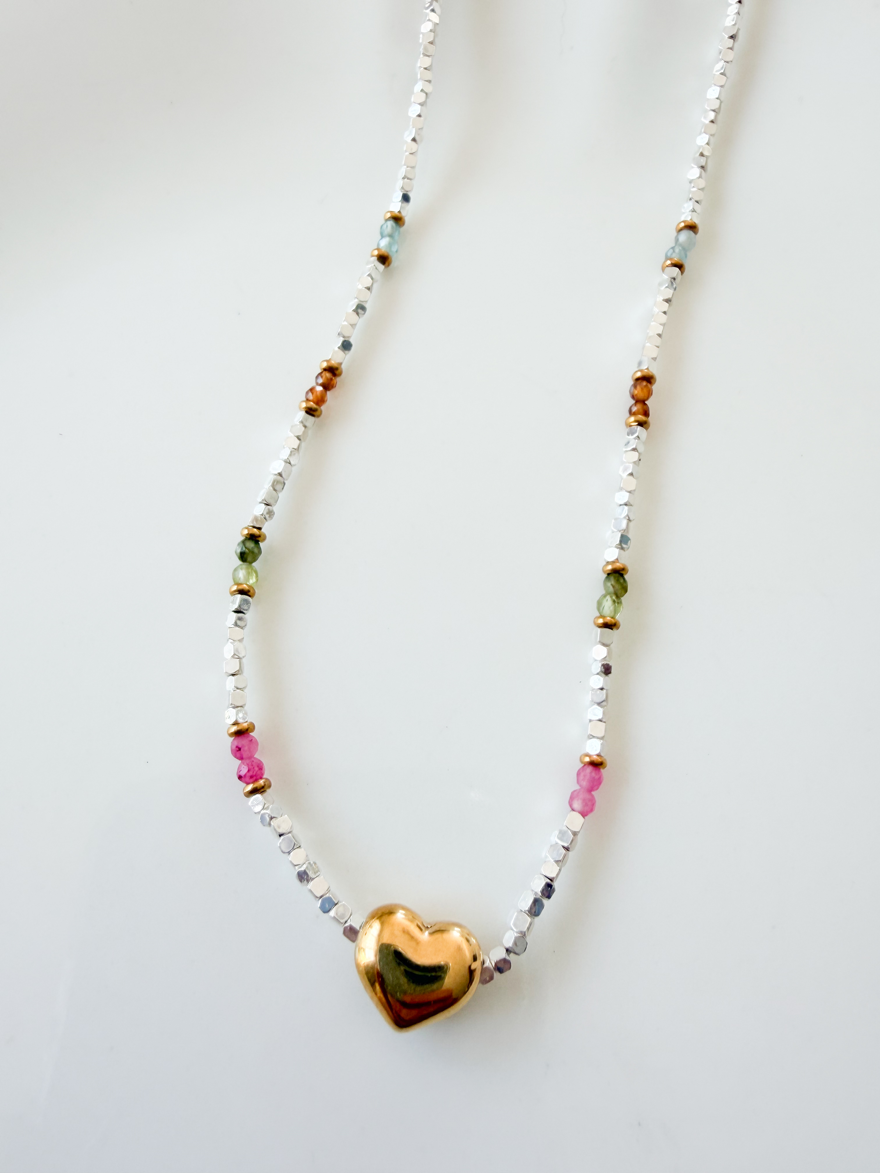 Collier coeur doré argenté