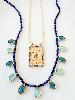 Collier médaille étoile bleu doré 