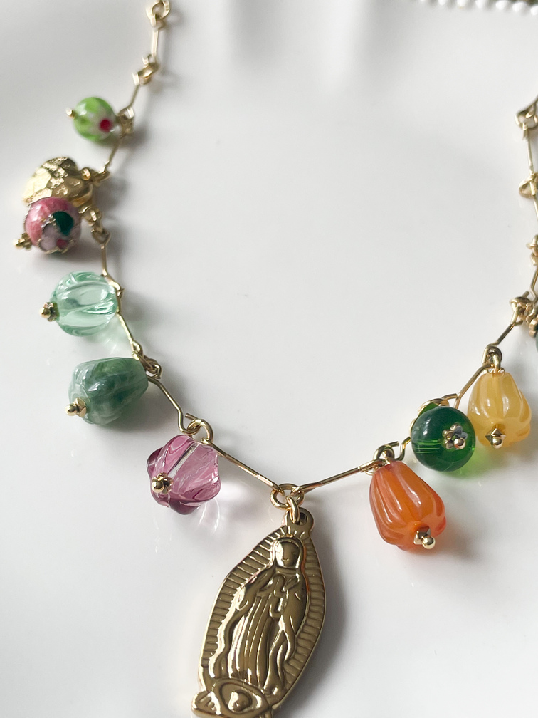 collier bohême breloques doré